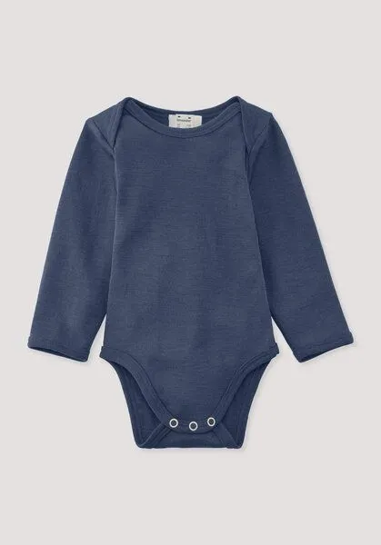 hessnatur hessnatur Langarm Body aus Bio-Merinowolle mit Seide, Graphitblau, – Produktbild 1 von 2