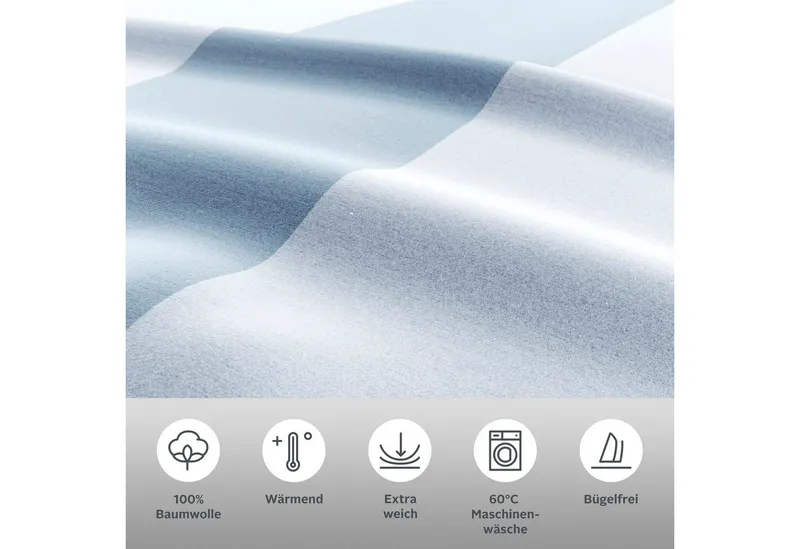 OTTO home Wendebettwäsche Sari in verschiedenen Qualitäten, Flanell, 2 teilig, ab Gr. 135x200 cm, Wendedesign, moderne Bettwäsche mit Streifen, Blau, – Produktbild 3 von 7