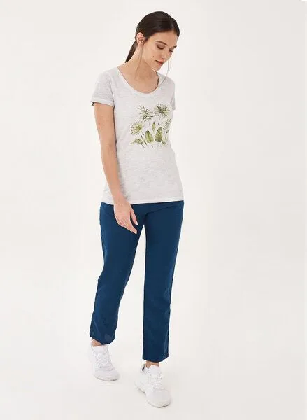 ORGANICATION ORGANICATION Garment Dyed T-Shirt aus Bio-Baumwolle mit Blatt-Print, Grey, – Produktbild 2 von 4
