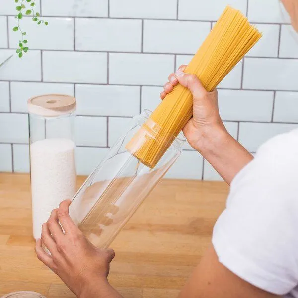 Econovo Econovo Große Vorratsgläser mit Holzdeckel 1500ml Set 2-tlg. Rund – Produktbild 2 von 4