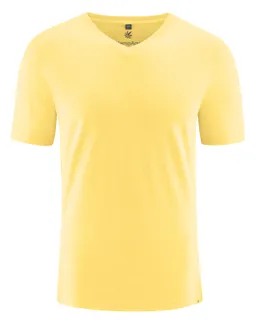 HempAge Hempage Herren vegan T-Shirt Mit V-Ausschnitt Slim Fit Gelb – Produktbild 1 von 1