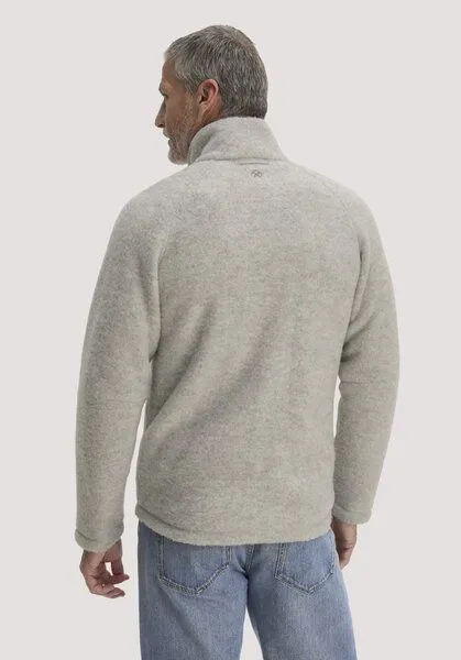 hessnatur hessnatur Wollfleece-Jacke aus reiner Bio-Merinowolle, Hellgrau, – Produktbild 2 von 4