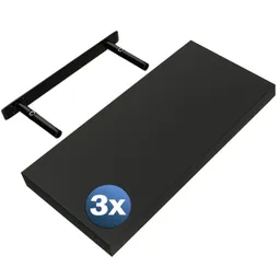 Casaria® Wandregal Schweberegal 50cm 3er-Set Schwarz + Halterung – Produktbild 1 von 1