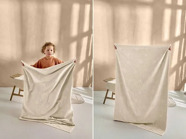 Yumeko Yumeko Strandtuch Velours Seashell 86x140, Soft sand, – Produktbild 2 von 4
