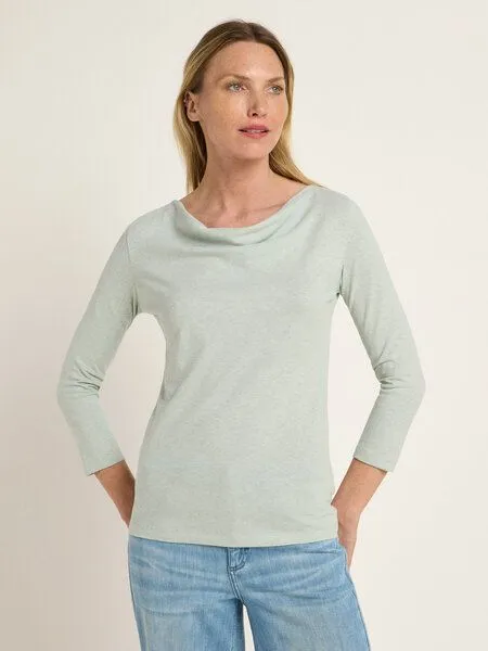 LANIUS LANIUS Wasserfallshirt (OCS) aus Hanf und Bio-Baumwolle, Aqua grey, – Produktbild 2 von 4
