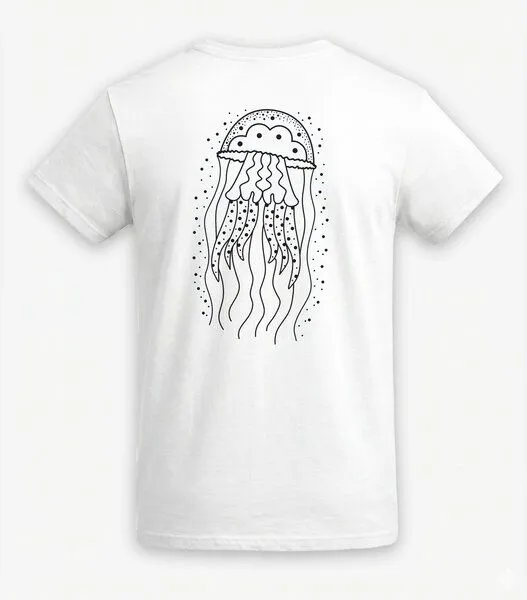 vis wear vis wear Qualle - Göttin im Ozean – Unisex Organic T-Shirt, Weiß, – Produktbild 1 von 3