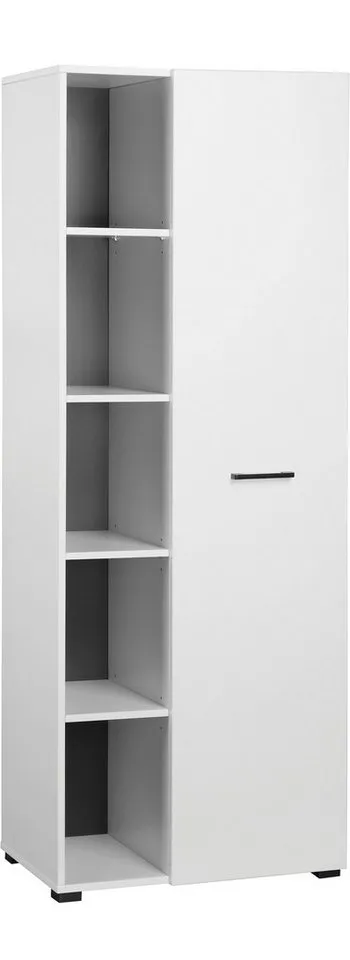 OTTO home Aktenschrank Moid, moderner Mehrzweckschrank, Maße: 64,5x41,5x175 cm, 5 Fächer mit viel Stauraum, Weiß, – Produktbild 3 von 8