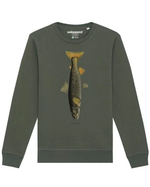 watapparel watapparel Sweatshirt Unisex Forelle, Khaki, – Produktbild 1 von 3
