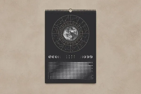 Mondkalender 2027 - Wandkalender A3, A4 - schwarz // ShellyCreates – Produktbild 3 von 4