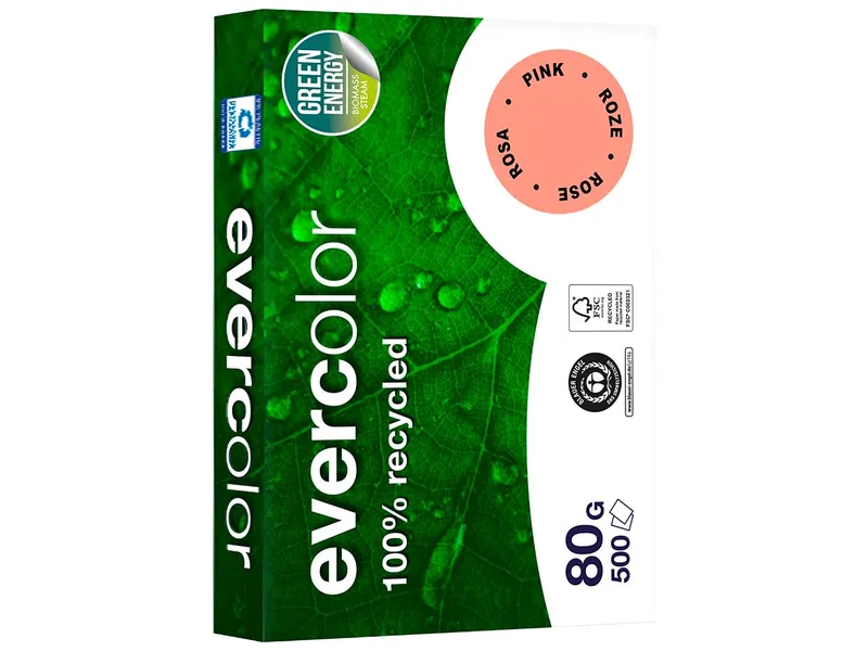Clairefontaine 500 Blatt Clairfontaine Farbiges Recycling-Kopierpapier 'Evercolor' Rosa, 80g, DIN A4 – Produktbild 1 von 1