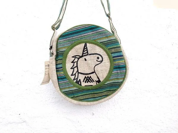 Himal Hemp Himal Hemp HH Einhorn Umhängetasche rund aus wildem Hanf und Baumwolle, Grün, – Produktbild 2 von 4