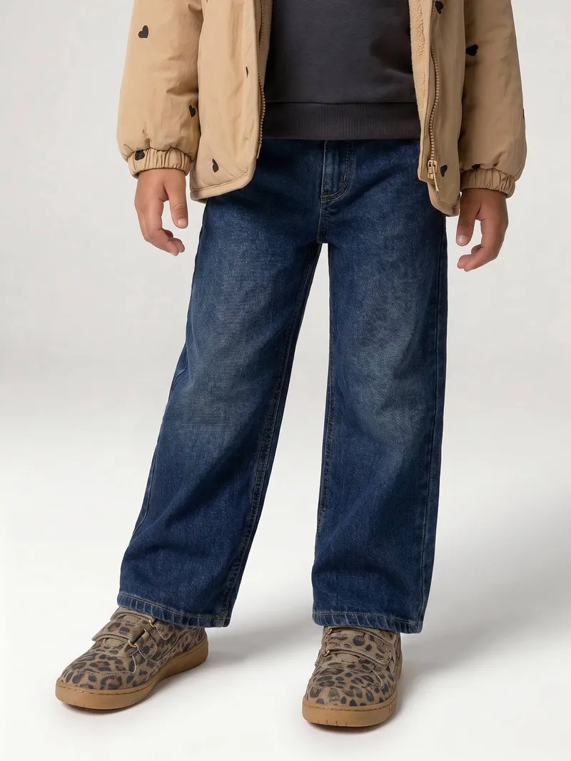 Vertbaudet Vertbaudet Weite Mädchen Jeans mit Dehnbund, Blau, – Produktbild 1 von 3