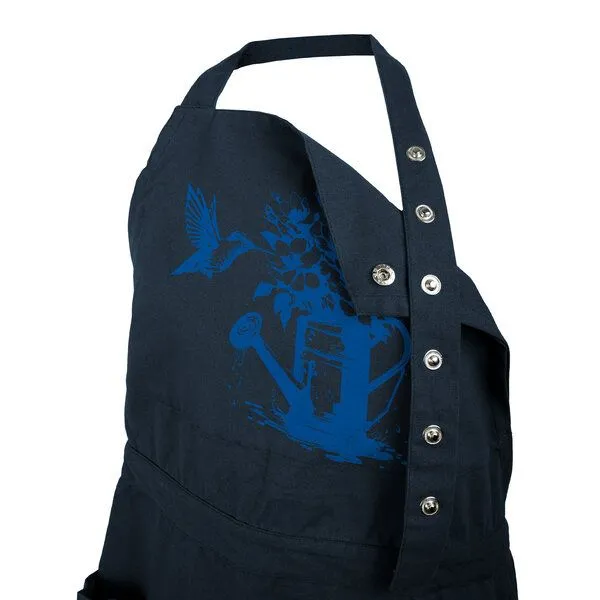 HANDGEDRUCKT HANDGEDRUCKT "Gartenfreude" Gartenschürze aus zertifizierter Bio Baumwolle, Dark blue, – Produktbild 2 von 3