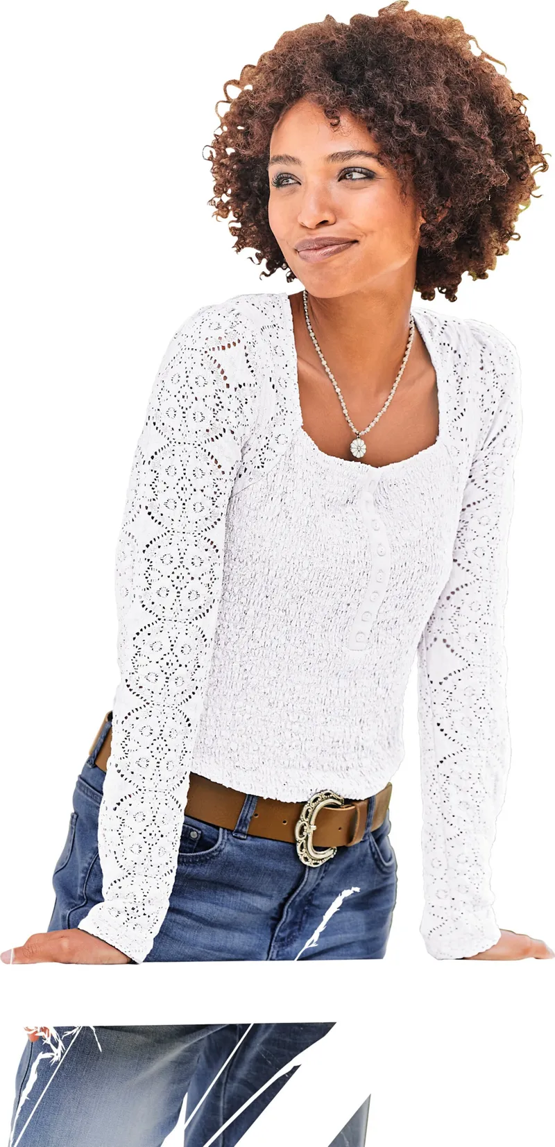 heine Langarmshirt weiß, Weiß, – Produktbild 2 von 3
