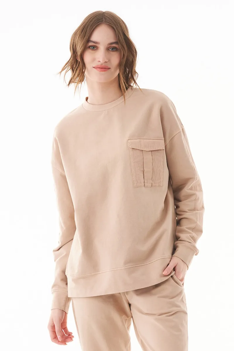 ORGANICATION ORGANICATION Damen vegan Sweatshirt Bio-Baumwolle Beige, Rosa, – Produktbild 2 von 2