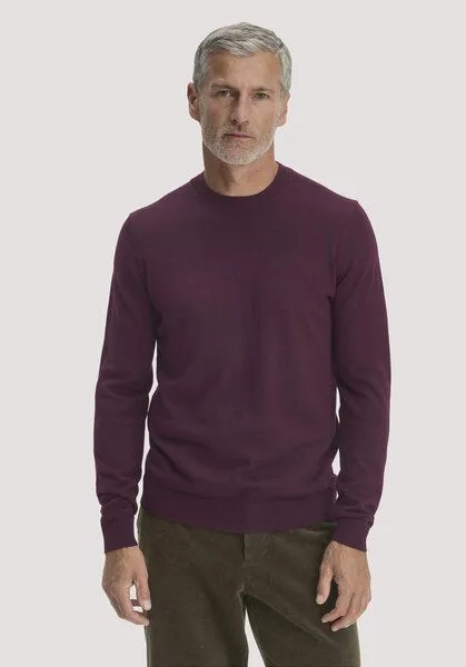 hessnatur hessnatur Pullover Regular aus reiner Bio-Merinowolle, Bordeauxrot, – Produktbild 1 von 4