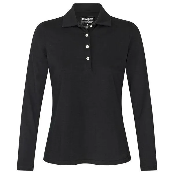 Kaipara - Merino Sportswear Kaipara - Merino Sportswear URBAN Merino Poloshirt Damen Langarm Regular 200, Black, – Produktbild 1 von 2