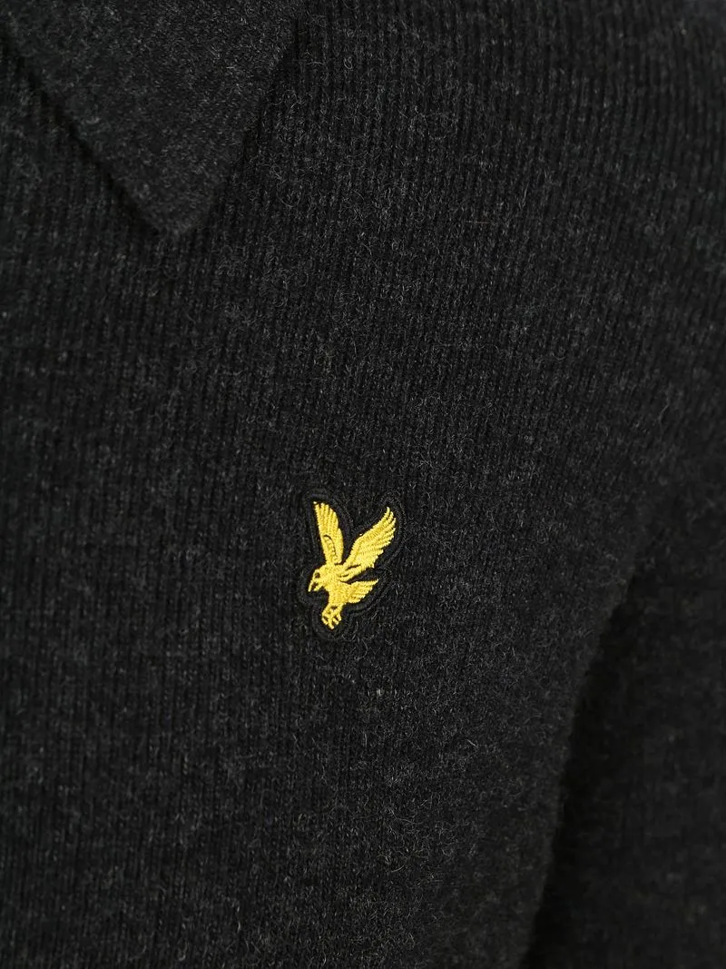 Lyle and Scott Lyle & Scott Longsleeve Poloshirt Lammwolle Schwarz - Größe M, Schwarz, – Produktbild 2 von 3