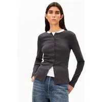 ARMEDANGELS ARMEDANGELS RIB BUTTON Damen Longsleeve aus Bio-Baumwoll Mix, Dark steel, – Produktbild 2 von 5
