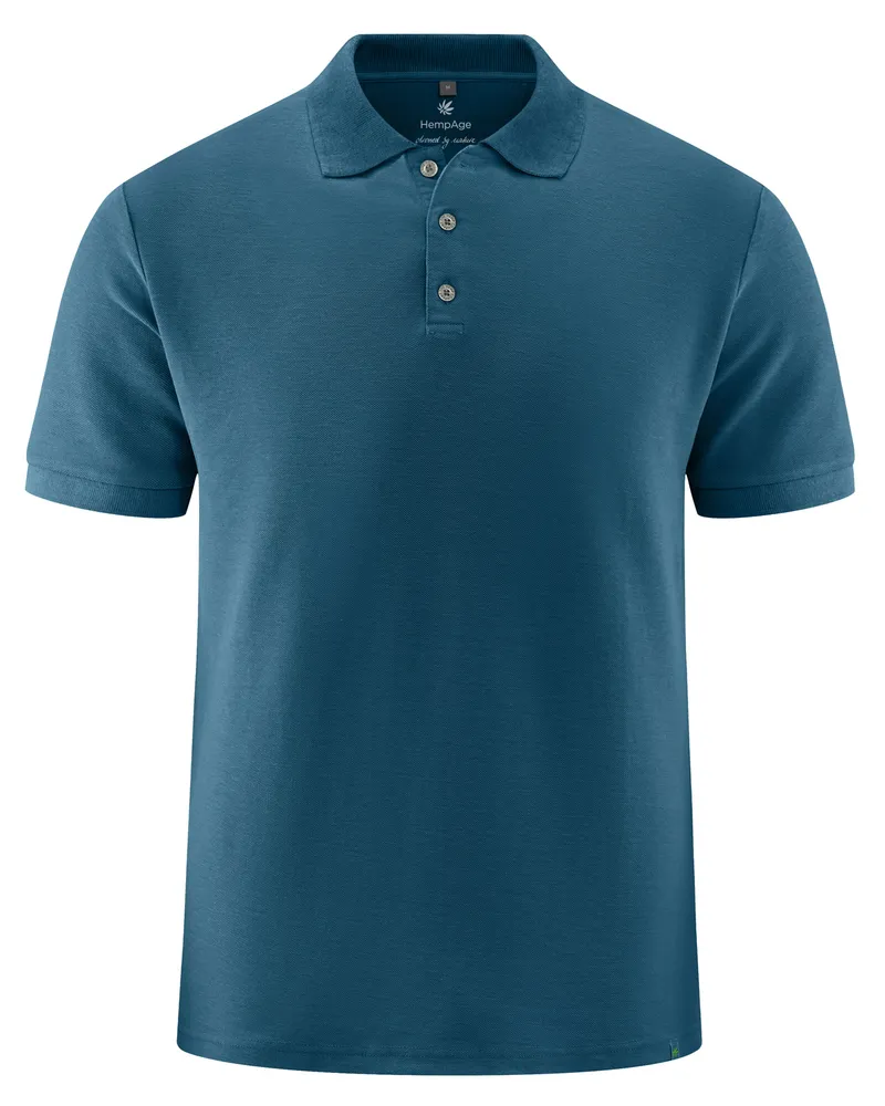 HempAge Hempage Herren vegan Polohemd Aus Piqué Jersey Von Reef Farbe Teal, Blau, – Produktbild 1 von 2
