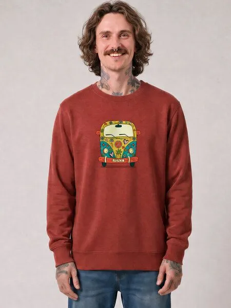 watapparel watapparel Sweatshirt Unisex Hippies Bus, Earthy red, – Produktbild 2 von 2