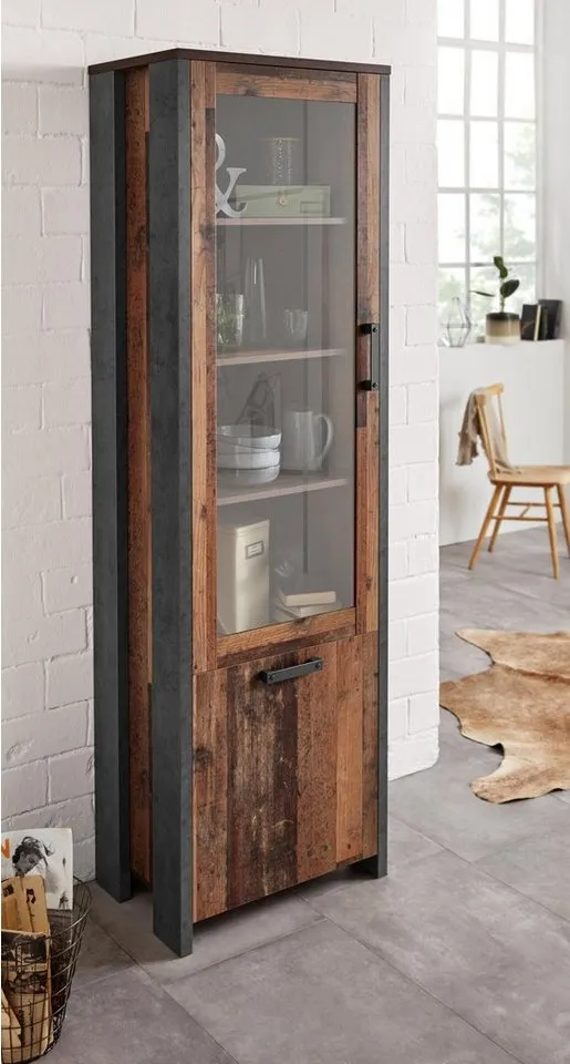 FORTE Vitrine Clif Höhe 204 cm, Beige, – Produktbild 1 von 4