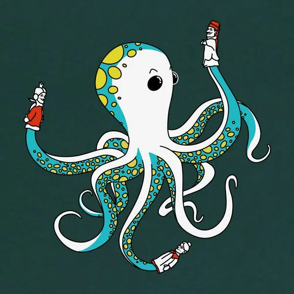 Spangeltangel Spangeltangel Kinder-T-Shirt "Oktopus", bedruckt, Biobaumwolle, Dunkelgrün, – Produktbild 2 von 4