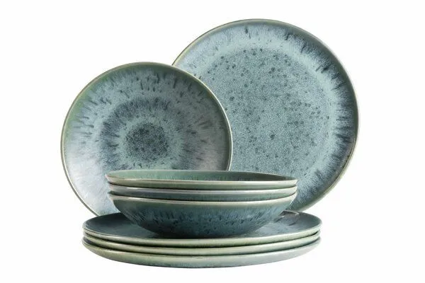 Mäser Mäser Teller Set 8-tlg. "Carellia" Steinzeug, Blau, – Produktbild 2 von 5