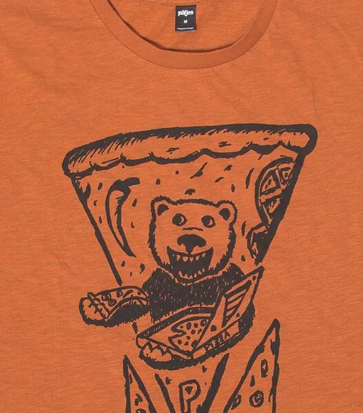 päfjes Peppo Pizza Bär - päfjes Männer T-Shirt - Fair gehandelt aus Baumwolle (Bio) Slub - Orange – Produktbild 2 von 3