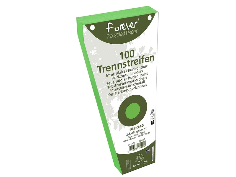 Exacompta 6 x 100 Exacompta Trennstreifen "Forever", Trapezform, 180 g/m², 105 x 240 mm, grün – Produktbild 1 von 1