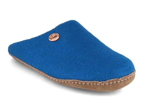 WoolFit WoolFit Handgefilzte Pantoffeln ohne Fersenrand Hausschuhe aus 100% Wolle, Blau, – Produktbild 1 von 4