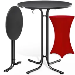 Casaria® Stehtisch Grau 110x70cm + Husse Rot Ø70cm – Produktbild 1 von 1