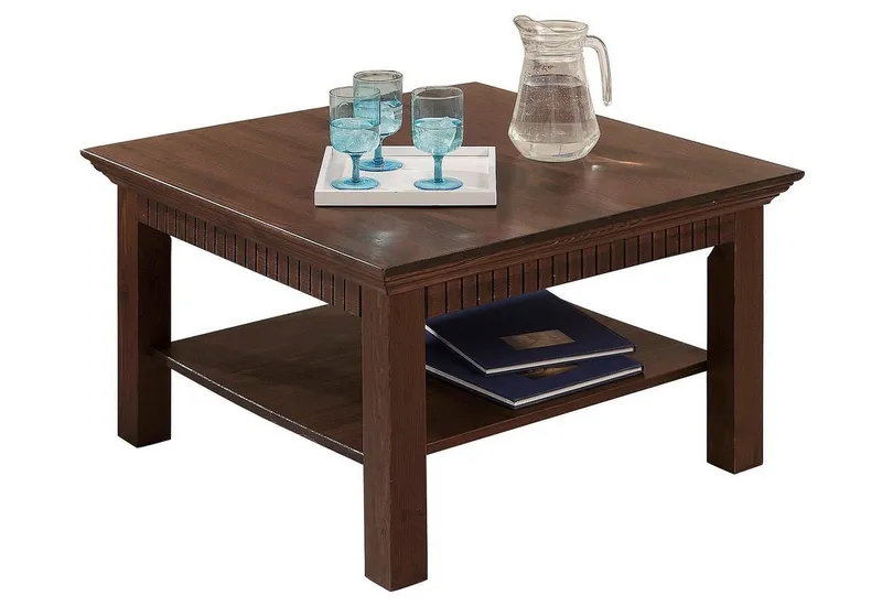 OTTO home Couchtisch Lisa, Tisch, Kaffeetisch, Beistelltisch, Kaffeetisch, massives Kiefernholz, FSC®, B/T/H: 76x76x45 cm, Braun, – Produktbild 1 von 5