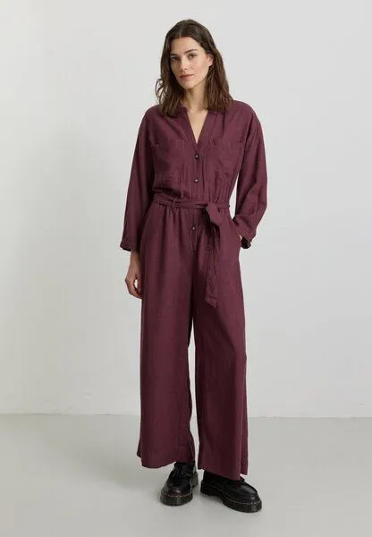recolution Damen Overall aus Leinen und LENZING ECOVERO Viskose Mix - FILAREE - recolution, Dark plum (lila), – Produktbild 1 von 4