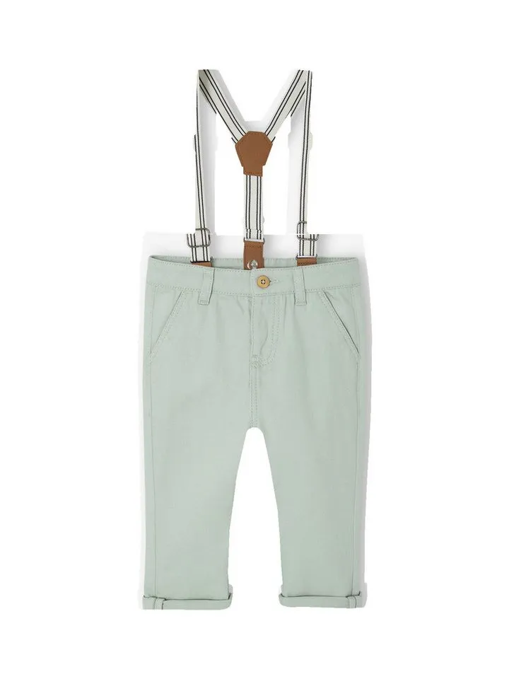 Vertbaudet Vertbaudet Stoffhose Baby Hose mit abnehmbaren Trägern Bundweite verstellbar, Grün, – Produktbild 1 von 2