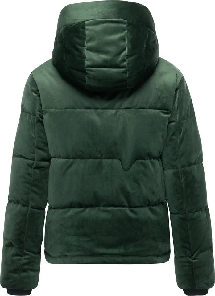 ragwear ragwear Steppjacke Roobie Velvet YOUMODO Gesteppte Teddyjacke in Samtoptik mit Kapuze, Grün, – Produktbild 4 von 5
