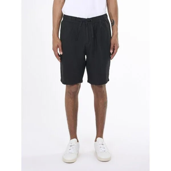 KnowledgeCotton Apparel KnowledgeCotton Apparel Leinenshorts - Loose linen shorts - VEGAN - aus Bio-Leinen, Schwarz (black jet), – Produktbild 1 von 4
