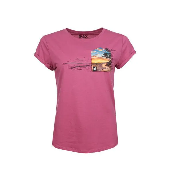 FÄDD FÄDD Damen T-Shirt Rundhals aus Bio-Baumwolle "FERNWEH 2.0 BT", Beere (pink), – Produktbild 1 von 3