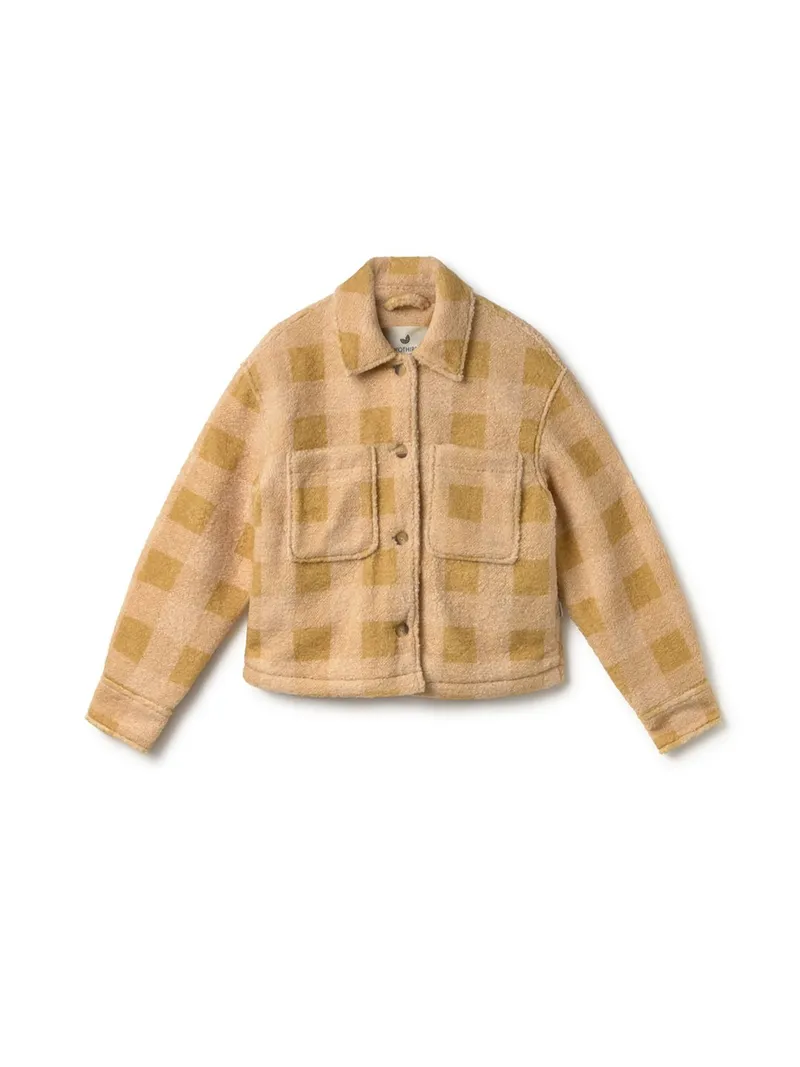 TWOTHIRDS TWOTHIRDS Damen vegan Jacke Hoben Mustard Check, Beige, – Produktbild 2 von 2
