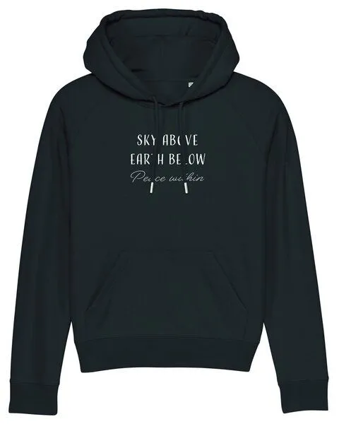 Human Family Human Family Bio Damen Sweatshirt mit Kapuze "Trekker - Peace within", Schwarz, – Produktbild 2 von 3