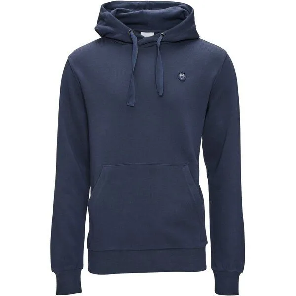KnowledgeCotton Apparel KnowledgeCotton Apparel Kapuzenpullover - Elm Hood Basic Badge Sweat GOTS Vegan, Blau (total eclipse), – Produktbild 2 von 3