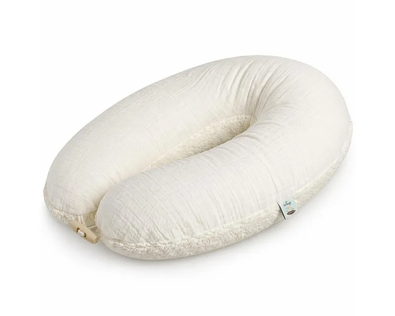 SEI Design Stillkissen XXL 190x35 cm Musselin EPS Mikroperlen Seitenschläferkissen GOTS Taupe, Schwangerschaftskissen mit Bezug, Schwangerschaftskissen mit Bezug, Beige, – Produktbild 2 von 5