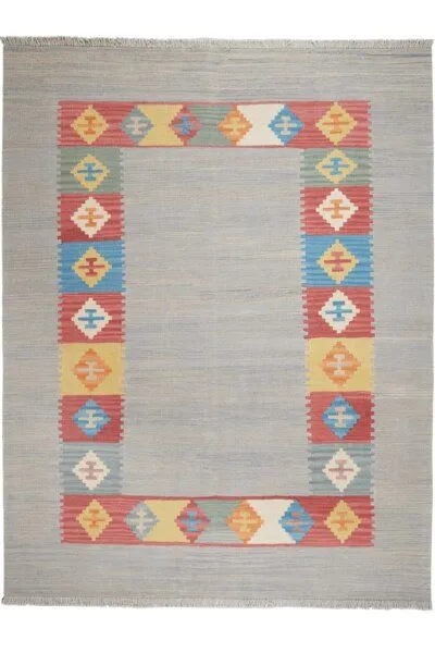 Rugtales Kelim Gashgai Grau „Rugtales“ aus Schurwolle, 155x200 cm, Grau, – Produktbild 3 von 4