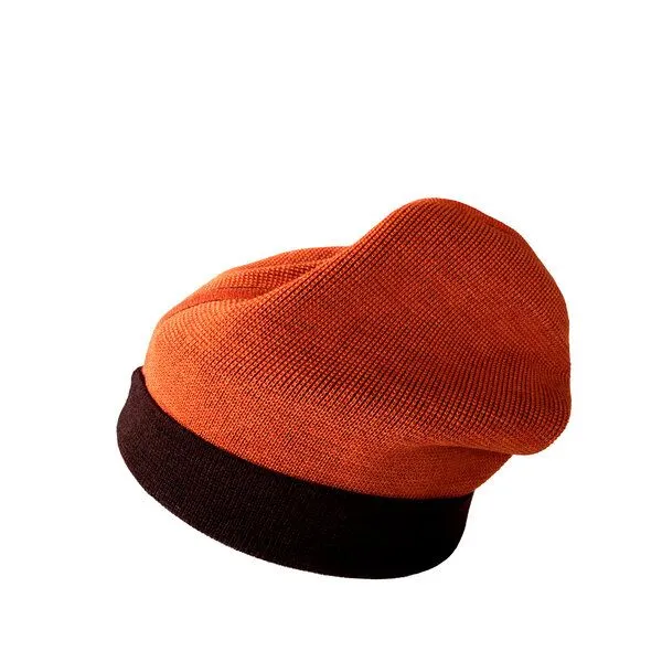 austriandesign.at austriandesign.at BeanieMütze reversibel aus extrafeiner Merinowolle, Rotbraun/orange, – Produktbild 1 von 4