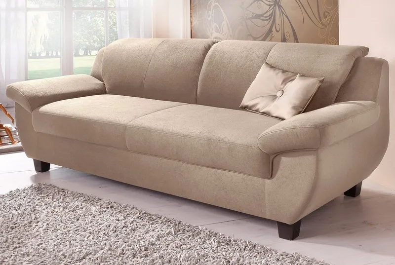 Home affaire 3-Sitzer Yesterday zeitlos und komfortabel, gemütliche Armlehnen, Microfaser, Beige, – Produktbild 1 von 4