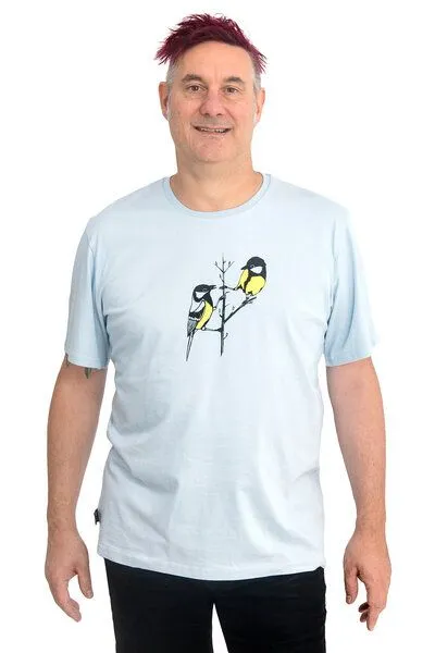 Hirschkind Hirschkind Fair-Trade-Männershirt "Kohlmeisen" - Made in Kenia - hellgrau – Produktbild 2 von 2