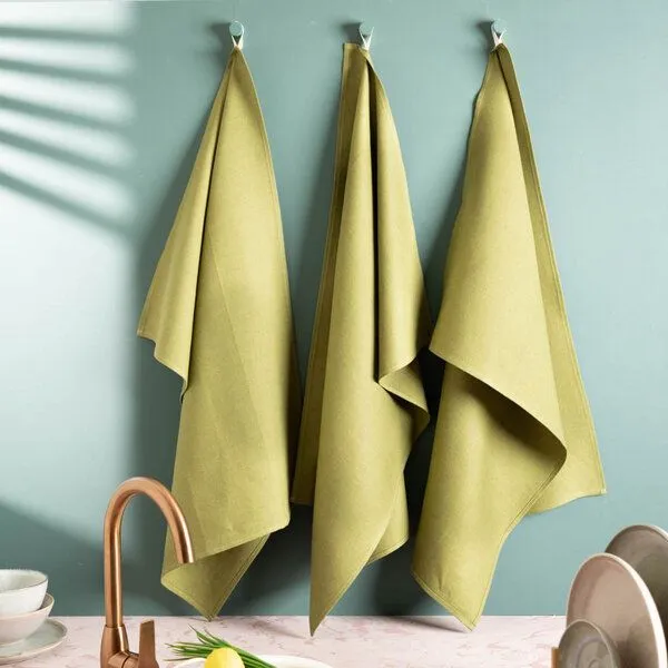nahtur-design nahtur-design Leinen-Geschirrtücher im 3er Set , 100% Leinen, Moos (grün), – Produktbild 1 von 5
