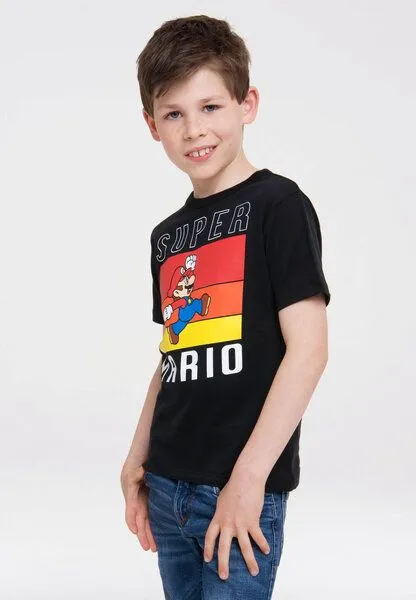 LOGOSH!RT LOGOSH!RT Videogame Super Mario Sprung Bio T-Shirt Print Kinder, Schwarz, – Produktbild 3 von 4