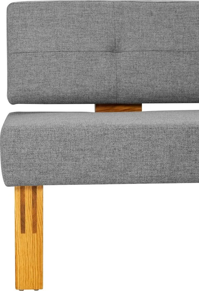 OTTO home Eckbank Ponza Polsterbank, Esszimmerbank, mit Massivholzgestell, Küchenbank in tollen Farben, Breite 201x161 cm, Braun|grau, – Produktbild 5 von 7