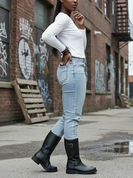 Will's Vegan Shop Will's Vegan Shop Mittellange Motorradstiefel, Schwarz, – Produktbild 1 von 1